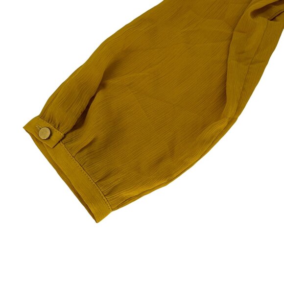 Scotch & Soda Mustard Yellow Ruffled Long Sleeve Blouse Womens Size S - Picture 4 of 7
